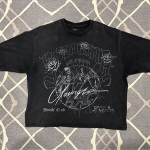 YoungLA Graphic T-Shirt Death Club Gothic Washed Tee Size M
